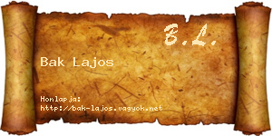 Bak Lajos névjegykártya